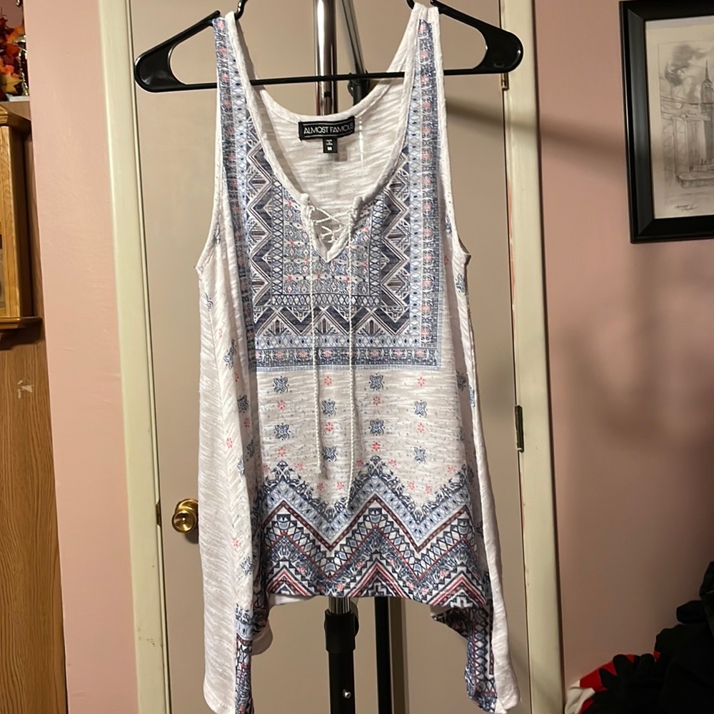 Baggy tank top with patterns on front